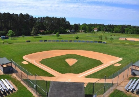 aerial view of fresh clean baseball field