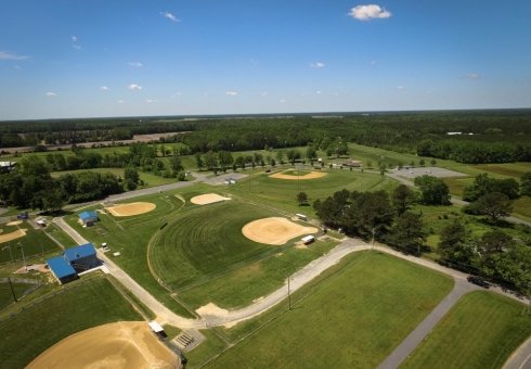aerial view of parks and fields
