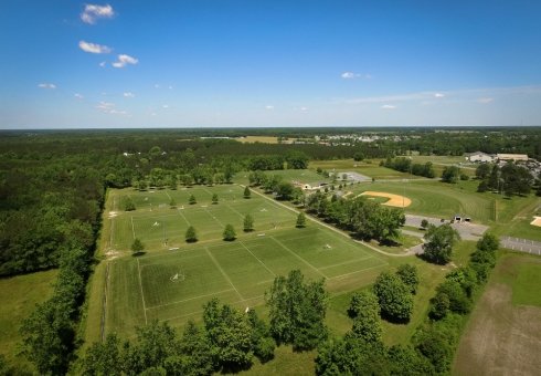 aerial view of sports fields
