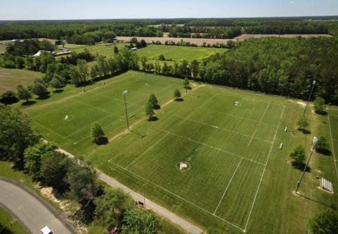 aerial view of sports fields