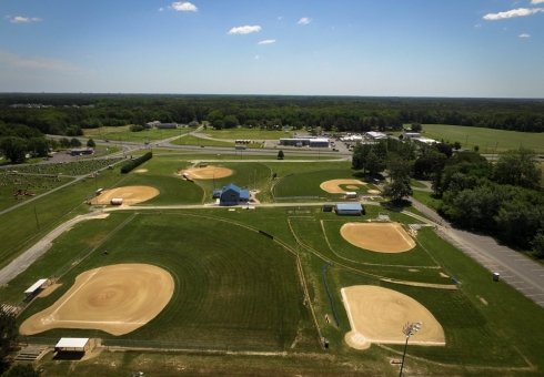 aerial view of mulitple sports fields