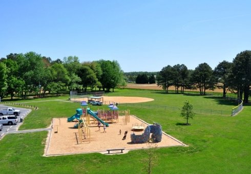 aerial view of playground and fields